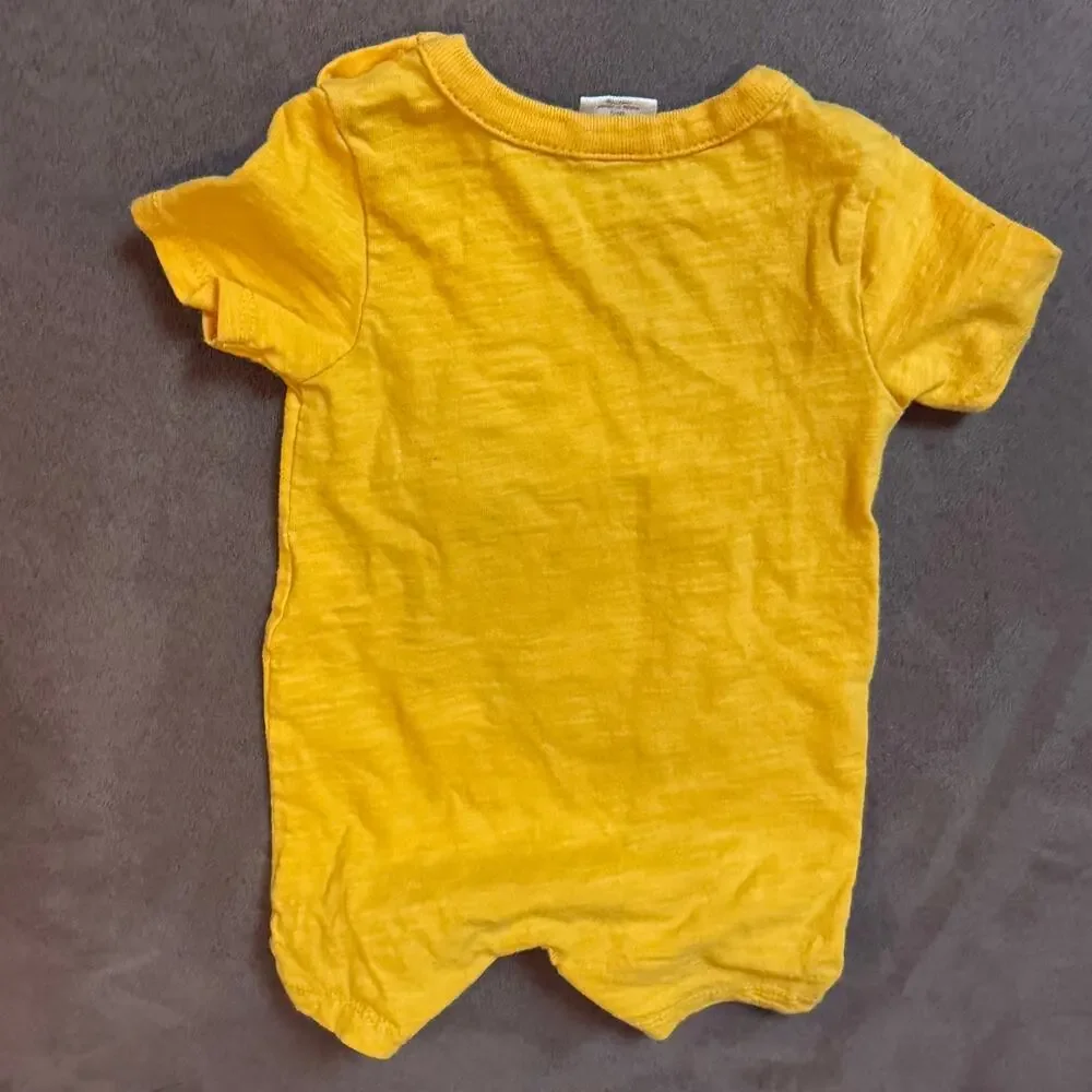 Starting Out Yellow Lion Romper 6 Months Cotton Baby Boy Shorts Outfit